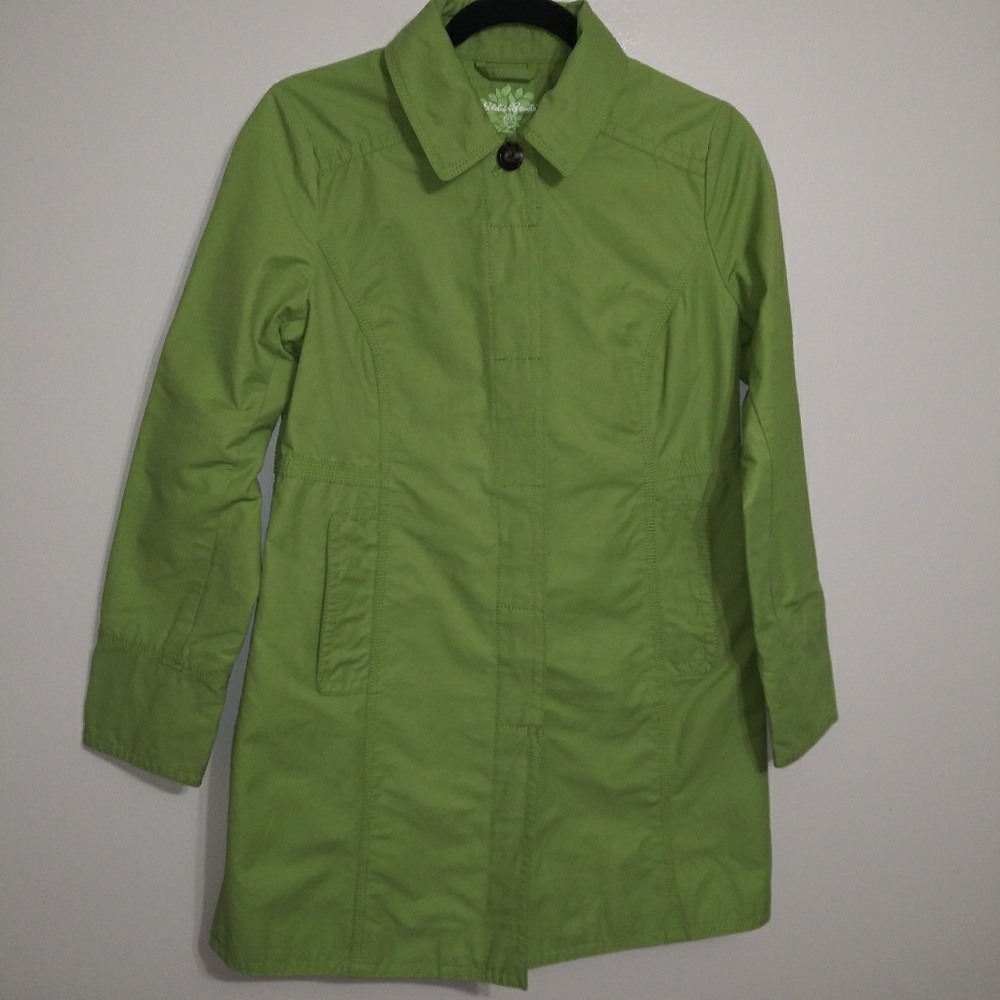 🍒 Eddie Bauer green trench rain jacket